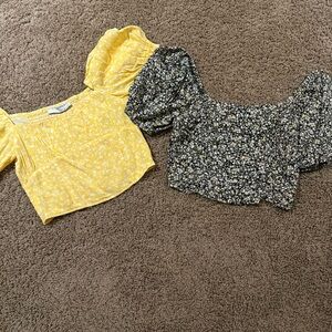 Two Sophie Rue Ruffled Floral Crop Tops!!